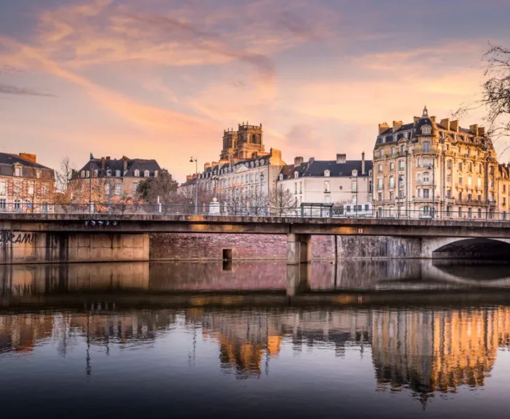 Bords de Vilaine au coucher du soleil à Rennes